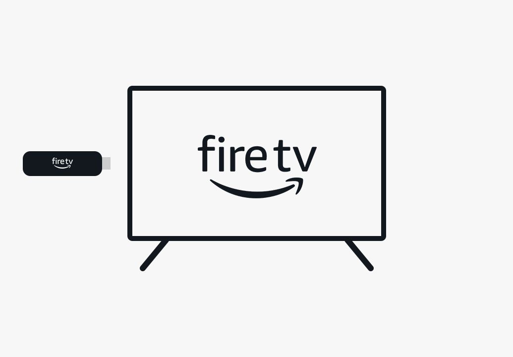 Ilustración de Fire TV Stick: Dispositivo compacto con un conector HDMI en un extremo y una toma USB-C lateral que está apuntando hacia el lado de una televisión Fire TV de HD.